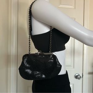 Express Black Sequin shiny Over the Shoulder Clutch Purse bag